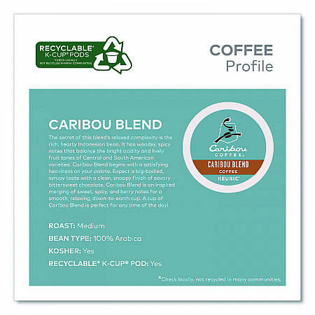 Caribou Blend Coffee K-Cups, 0.4 oz, 44/Box (2124056)