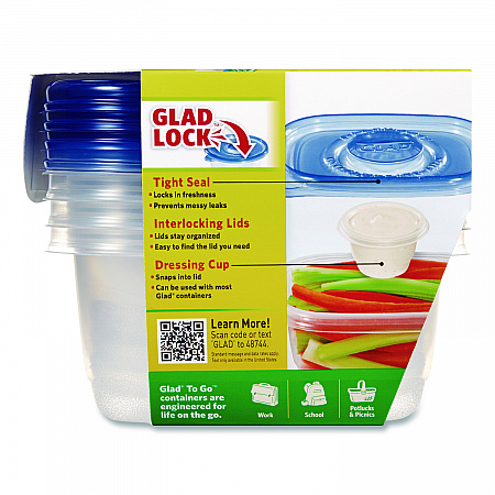 To Go Lunch Containers, 2 Compartments, 32 oz, Plastic, 4/Pack (134347)