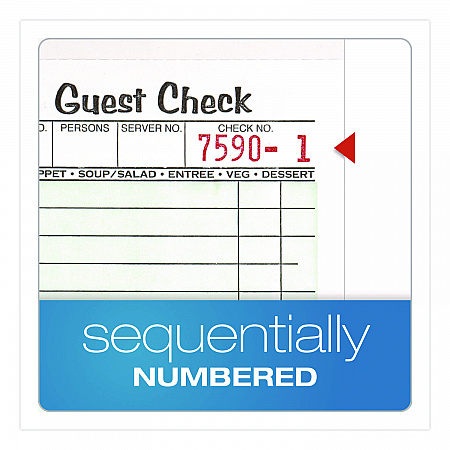 One-Part Guest Check Pad with Perforated Stub, One-Part (No Copies), 3.4 x 6.25, 50 Forms/Pad, 10 Pads/Pack (525SW)