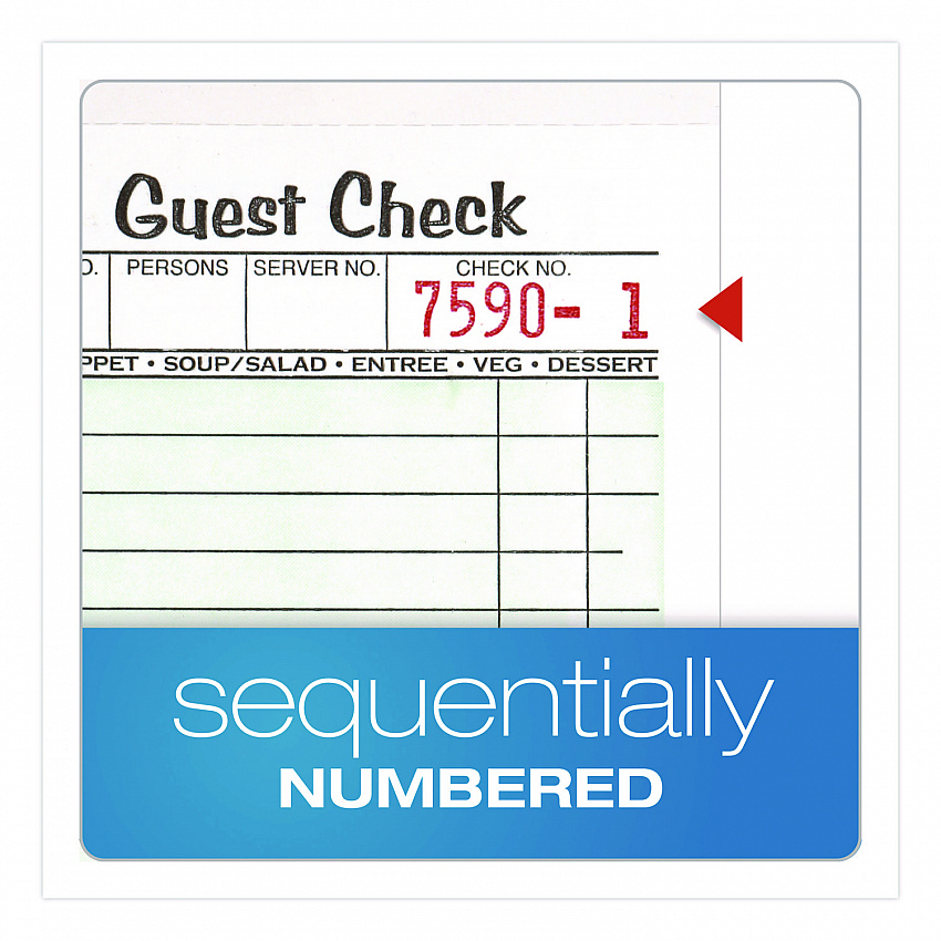 One-Part Guest Check Pad with Perforated Stub, One-Part (No Copies), 3.4 x 6.25, 50 Forms/Pad, 10 Pads/Pack (525SW)