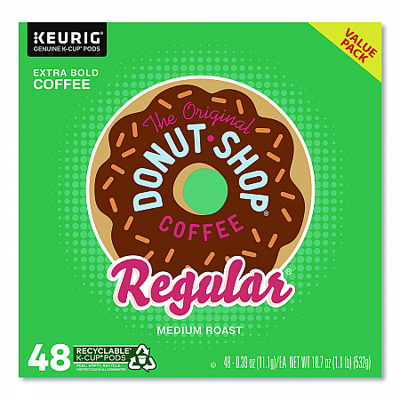 Donut Shop Coffee K-Cups, Regular, 0.39 oz, 48/Box (1635475)