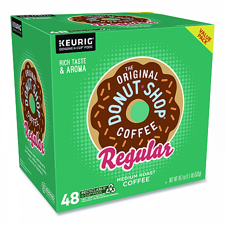 Donut Shop Coffee K-Cups, Regular, 0.39 oz, 48/Box (1635475)