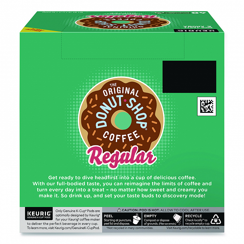 Donut Shop Coffee K-Cups, Regular, 0.39 oz, 48/Box (1635475)