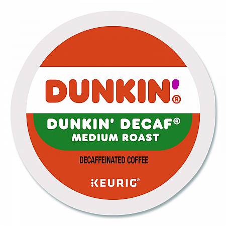 K-Cups, Dunkin' Decaf, 0.37 oz, 22/Box, 4 Boxes/Carton (400846)