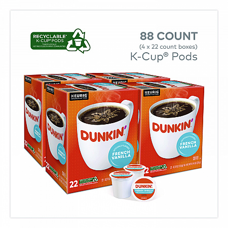 French Vanilla Coffee K-Cup Pods, 0.37 oz, 22/Box, 4 Boxes/Carton (400847)