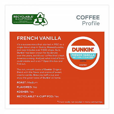French Vanilla Coffee K-Cup Pods, 0.37 oz, 22/Box, 4 Boxes/Carton (400847)