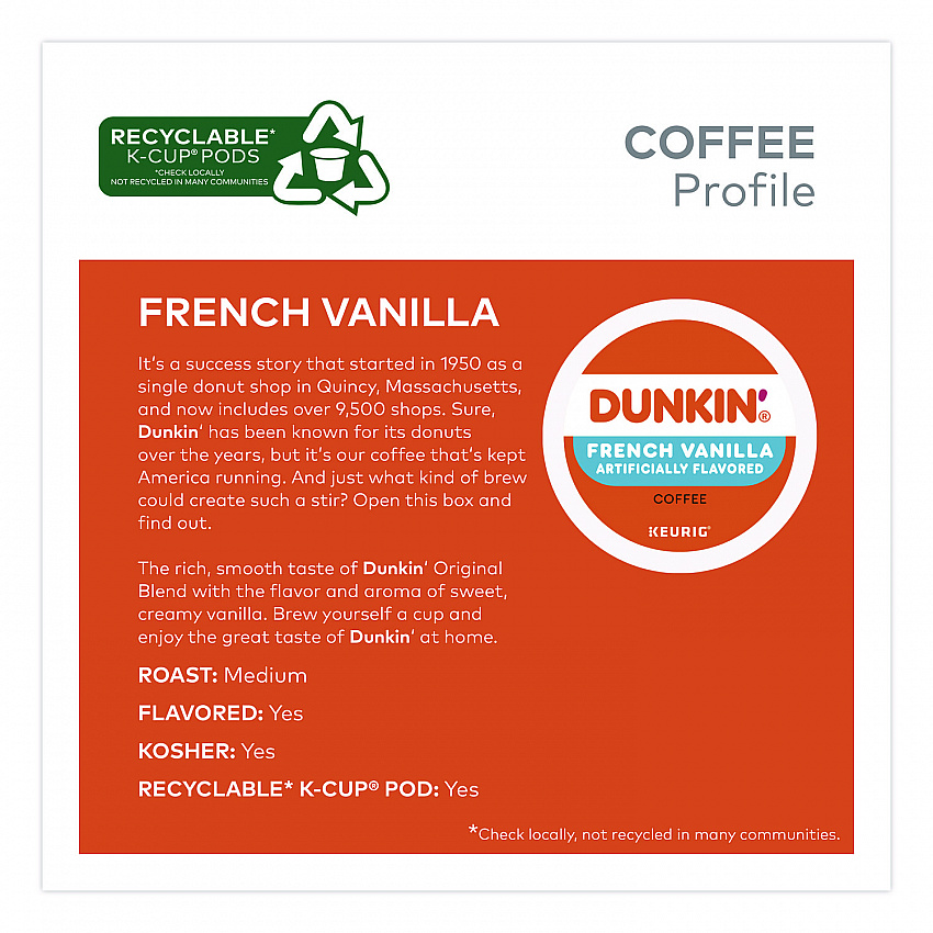 French Vanilla Coffee K-Cup Pods, 0.37 oz, 22/Box, 4 Boxes/Carton (400847)