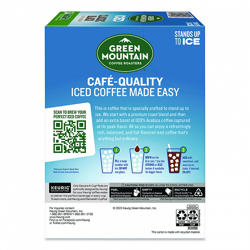 Classic Black Brew Over Ice Coffee K-Cups, 0.4 oz, 24/Box (5000372042)