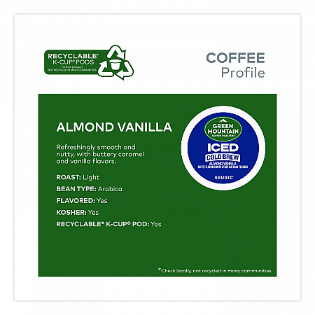 Almond Vanilla Brew Over Ice Coffee K-Cups, 0.21 oz, 20/Box (5000372045)