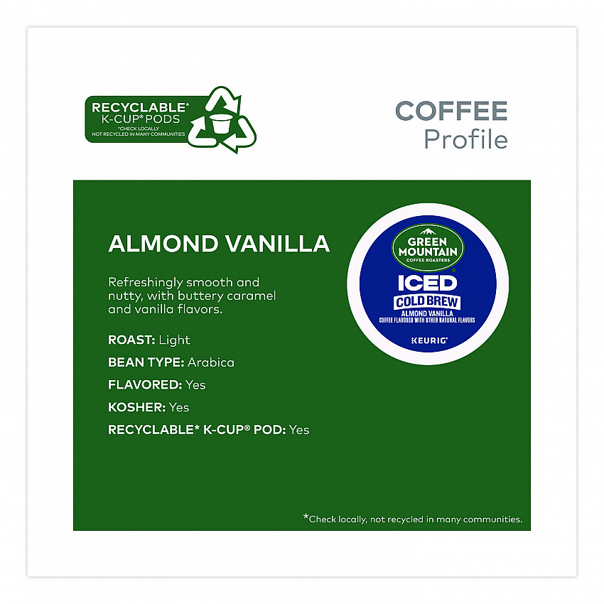 Almond Vanilla Brew Over Ice Coffee K-Cups, 0.21 oz, 20/Box (5000372045)