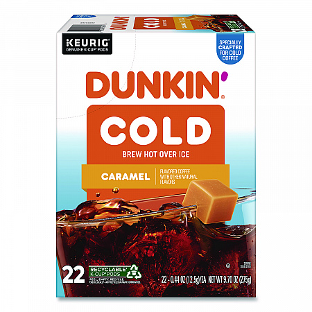 Cold Iced Coffee K-Cups, Caramel, 0.44 oz, 22/Box (5000375314)