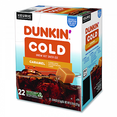 Cold Iced Coffee K-Cups, Caramel, 0.44 oz, 22/Box (5000375314)