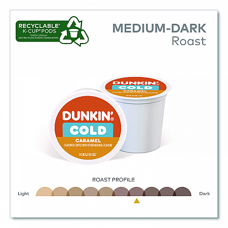 Cold Iced Coffee K-Cups, Caramel, 0.44 oz, 22/Box (5000375314)