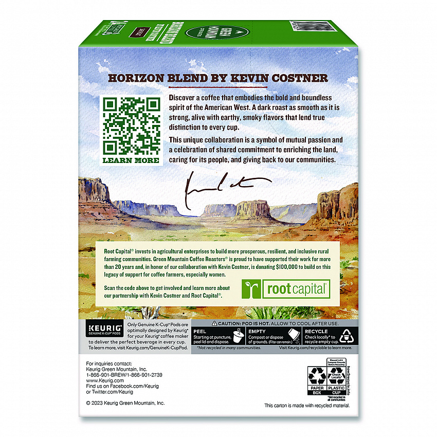 Horizon Blend by Kevin Costner Coffee K-Cups, 0.37 oz, 24/Box (5000379575)