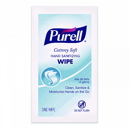 Cottony Soft Individually Wrapped Sanitizing Hand Wipes, 5 x 7, Herbal Scent, White, 480/Carton (902512)