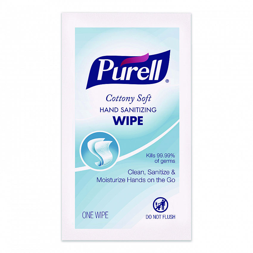 Cottony Soft Individually Wrapped Sanitizing Hand Wipes, 5 x 7, Herbal Scent, White, 480/Carton (902512)
