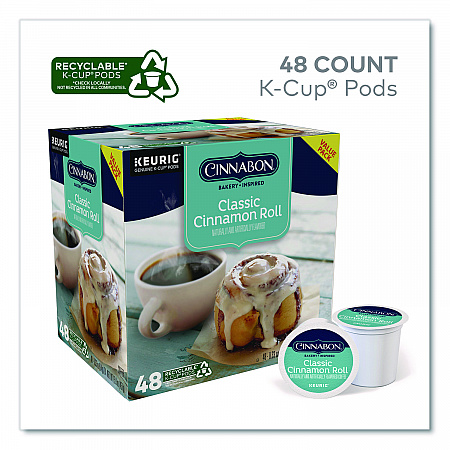 Classic Cinnamon Roll Coffee K-Cups, 0.33 oz, 48/Box (24297522)