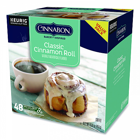 Classic Cinnamon Roll Coffee K-Cups, 0.33 oz, 48/Box (24297522)