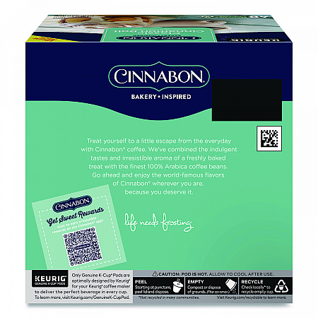 Classic Cinnamon Roll Coffee K-Cups, 0.33 oz, 48/Box (24297522)