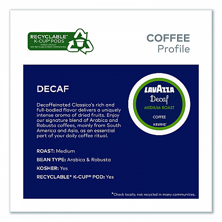 Lavazza Classico Coffee K-Cups, Decaf, 0.41 oz, 22/Box (5000375720)