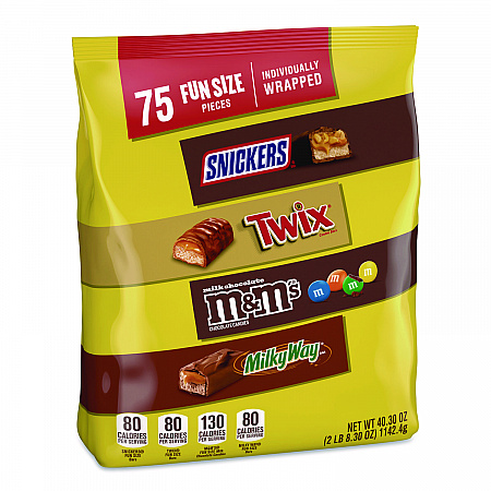 Fun Size Milk Chocolate Variety Pack, Assorted, 40.3 oz, 75 Pieces (MMM59795)