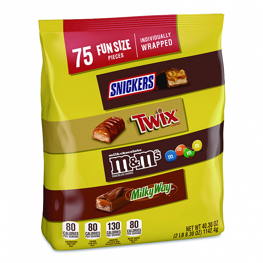 Fun Size Milk Chocolate Variety Pack, Assorted, 40.3 oz, 75 Pieces (MMM59795)