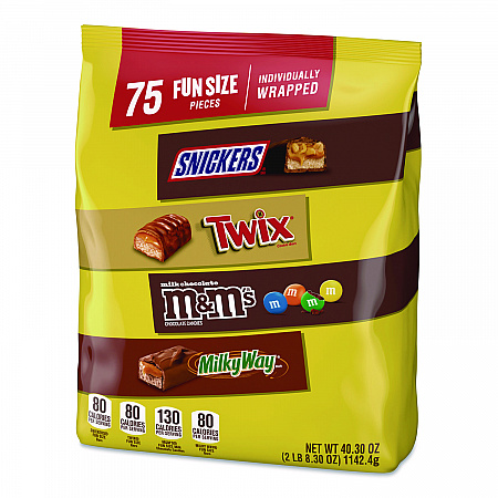 Fun Size Milk Chocolate Variety Pack, Assorted, 40.3 oz, 75 Pieces (MMM59795)
