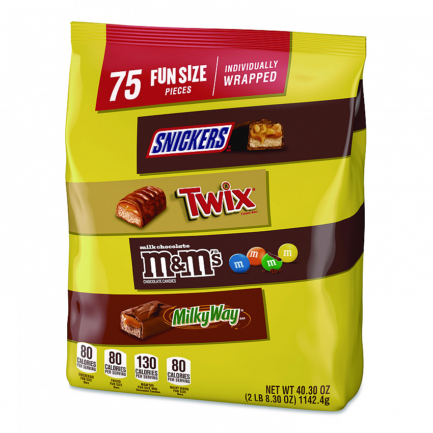 Fun Size Milk Chocolate Variety Pack, Assorted, 40.3 oz, 75 Pieces (MMM59795)
