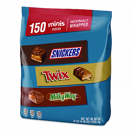 Minis Variety Pack, Assorted, 46.86 oz Bag, 150 Pieces (MMM59799)