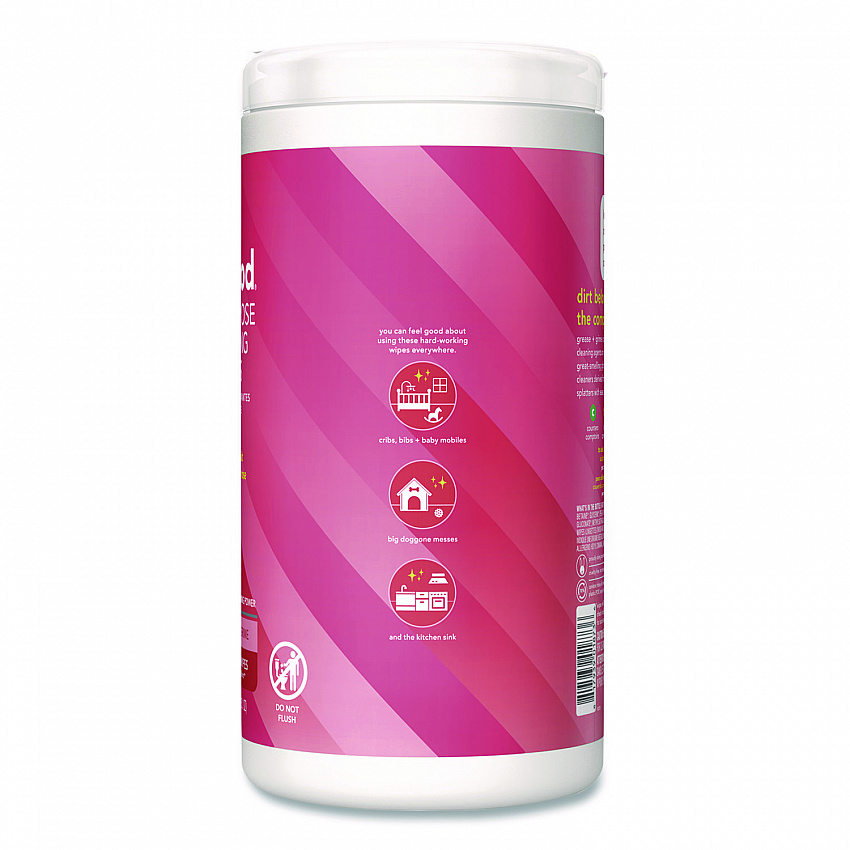 All Purpose Cleaning Wipes, 1 Ply, Pink Grapefruit, White, 70/Pack (365347)