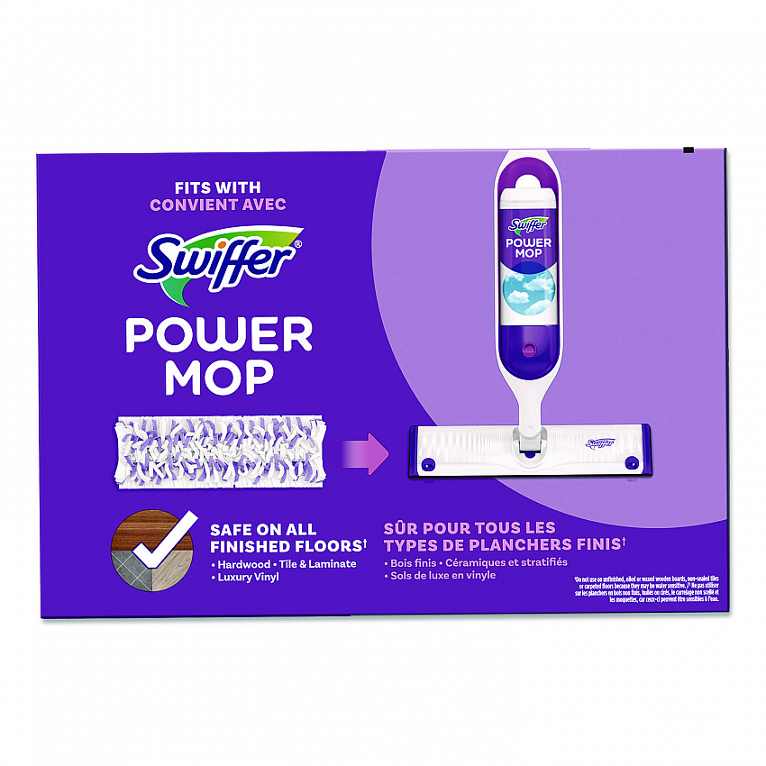 PowerMop Mopping Pads, 15.4 x 5.3, White/Purple, 8/Pack (08189PK)