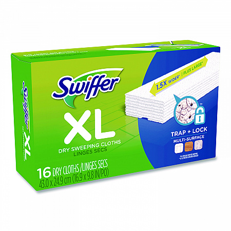 Sweeper XL Dry Refill Cloths, 16.9 x 9.8, White, 16/Box (33903)