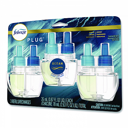 PLUG Air Freshener Refills, Ocean, 0.87 oz, 3/Pack (71932)