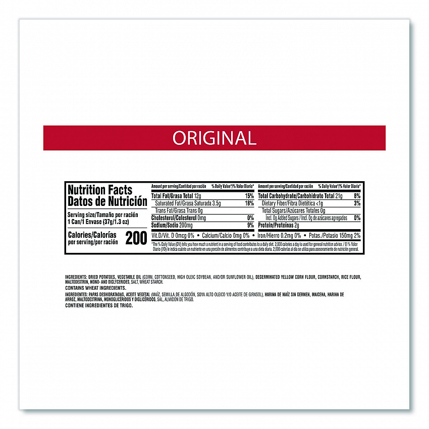 Potato Chips, Original, 1.3 oz Can, 12/Box (KEE84557)