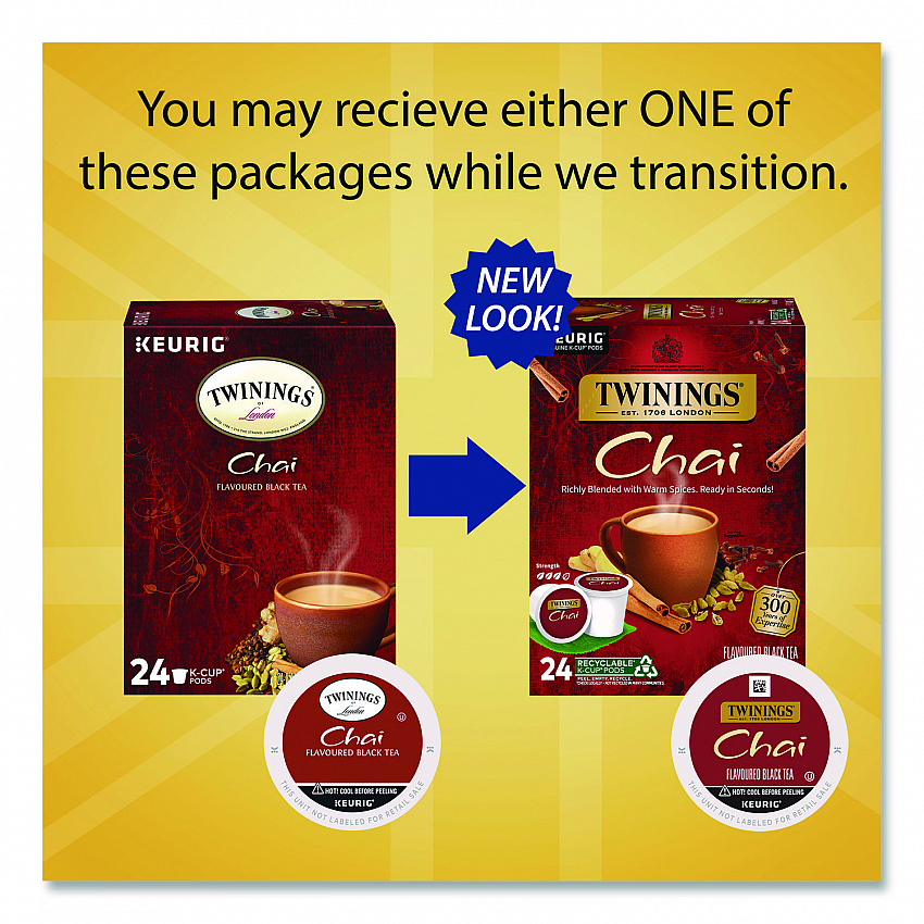 Tea K-Cups, Chai, 0.12 oz, 24/Box (TNA09954)
