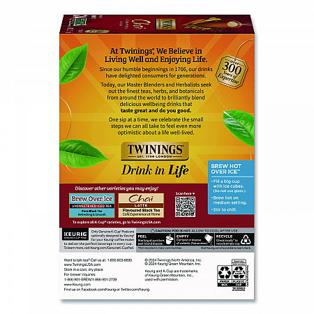 Tea K-Cups, Chai, 0.12 oz, 24/Box (TNA09954)