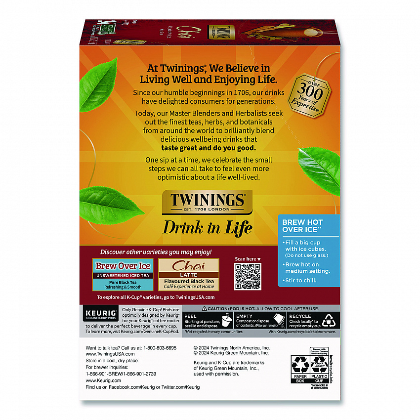 Tea K-Cups, Chai, 0.12 oz, 24/Box (TNA09954)