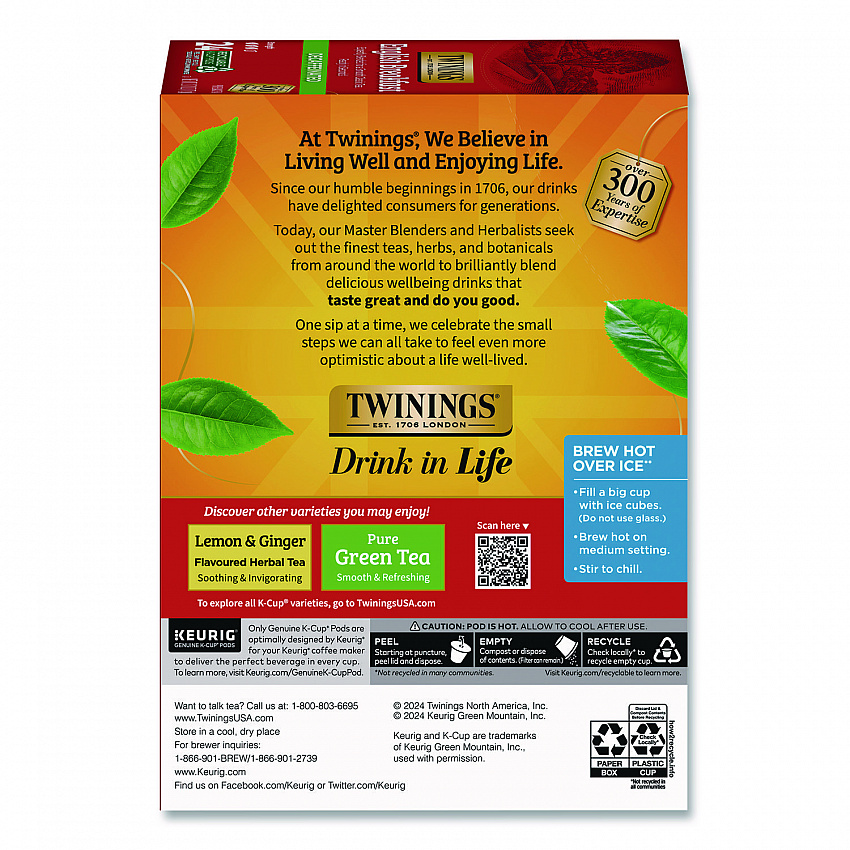 Tea K-Cups, English Breakfast Decaf, 0.11 oz, 24/Box (TNA85784)