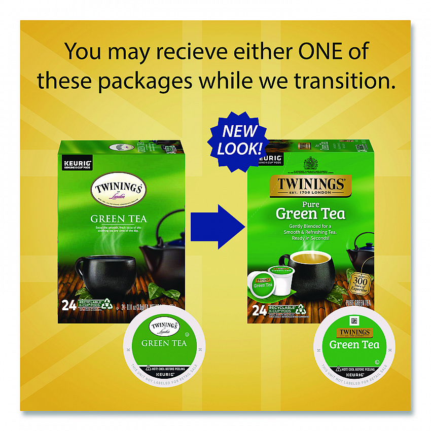 Tea K-Cups, Green Tea, 0.11 oz, 24/Box (TNA85788)