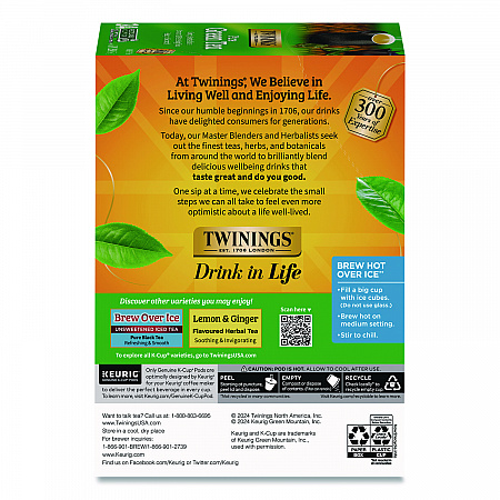 Tea K-Cups, Green Tea, 0.11 oz, 24/Box (TNA85788)