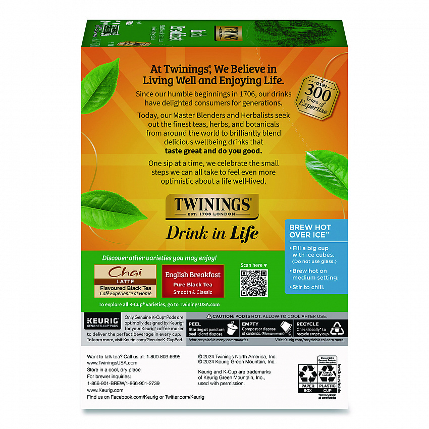 Tea K-Cups, Irish Breakfast, 0.11 oz, 24/Box (TNA87303)