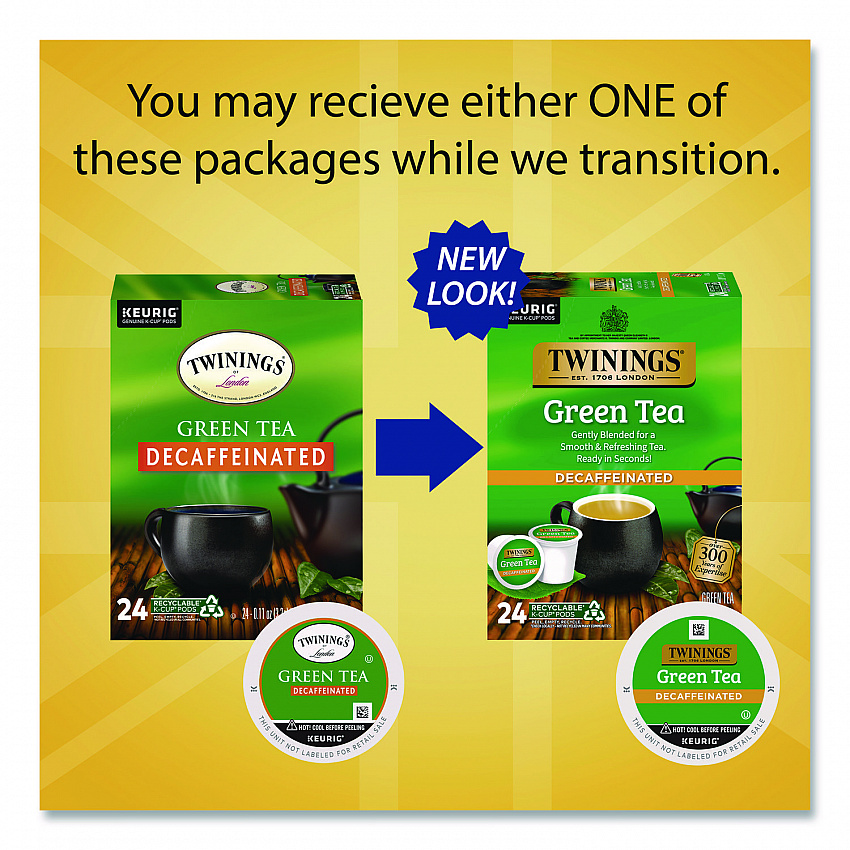 Tea K-Cups, Decaf Green Tea, 0.11 oz, 24/Box (TNA90557)