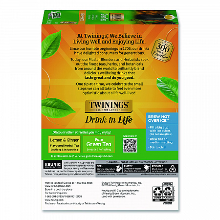Tea K-Cups, Decaf Green Tea, 0.11 oz, 24/Box (TNA90557)