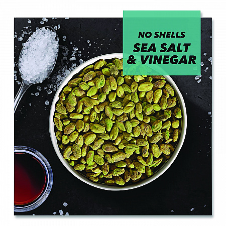Wonderful No Shells Pistachios, Sea Salt and Vinegar, 2.25 oz Bag, 8/Box (PAR70033)