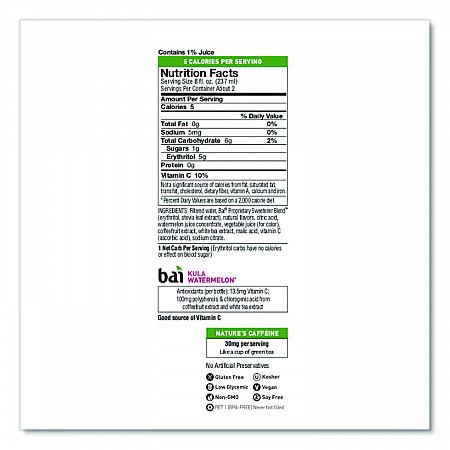 Antioxidant Infused Beverage, Kula Watermelon 18 oz Bottle, 12/Carton (2712517)