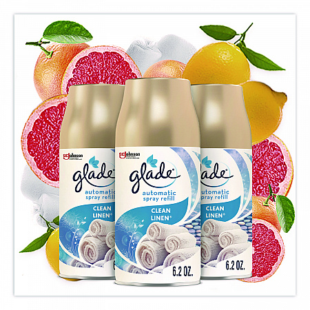 Automatic Air Freshener Refill, Clean Linen, 6.2 oz Can, 3/Pack (375632)