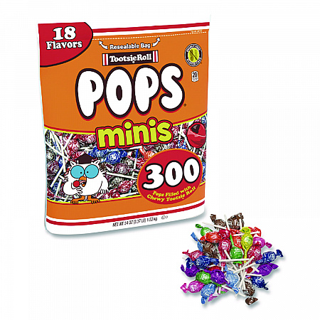 Pops Minis, Assorted Flavors, 36 oz Bag, 200 Pieces (324679)