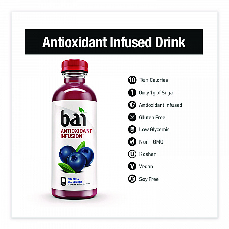 Antioxidant Infused Beverage, Brasilia Blueberry, 18 oz Bottle, 12/Carton (2712518)