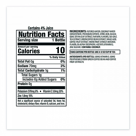 Antioxidant Infused Beverage, Cocofusions Molokai Coconut, 18 oz Bottle, 12/Carton (2712519)