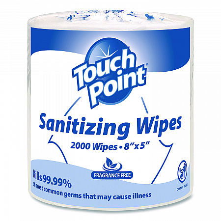 Hand Sanitizing Wipes Refill, 5 x 8, Fragrance Free, White, 2,000 Wipes/Roll, 2 Rolls/Carton (WS2000FF)